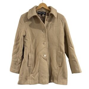 VTG! Marvin Richards Jacket Beige Wool Cashmere Blend Collared Pea Coat L Preppy